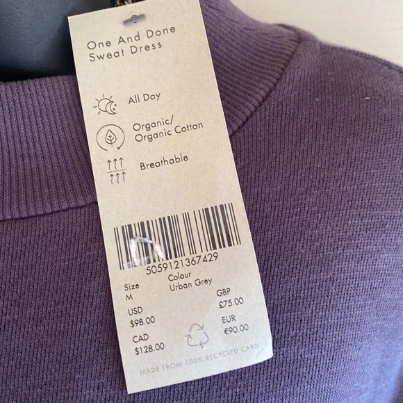 Sweaty Betty One & Done NWT Long Sleeve mock neck Organic Cotton Sweat Dress med - Picture 10 of 11